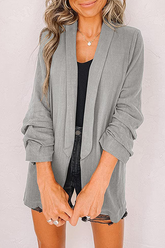 Elegant Solid Patchwork Pocket Turndown Collar Outerwear(12 Colors)